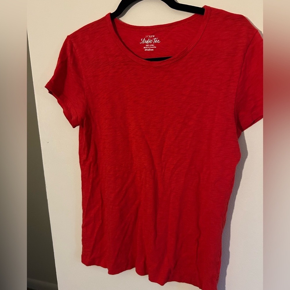 J. Crew Studio Tee Bright Red Short Sleeve Size Medium